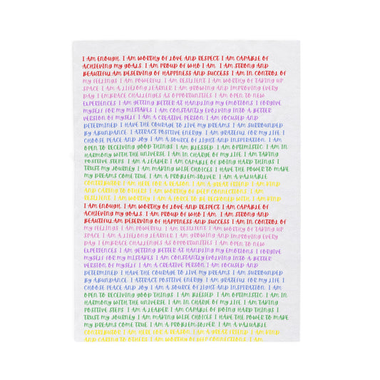 Affirmations Rainbow Velveteen Blanket | Positive Quote Throw