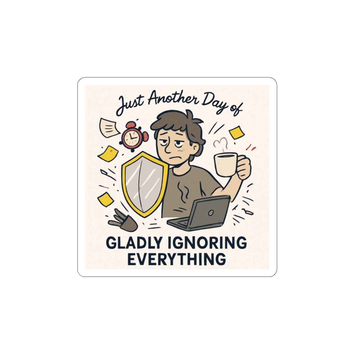 Gladly Ignoring Everything sticker | Funny Office Laptop Sticker, Relatable Introvert Decal