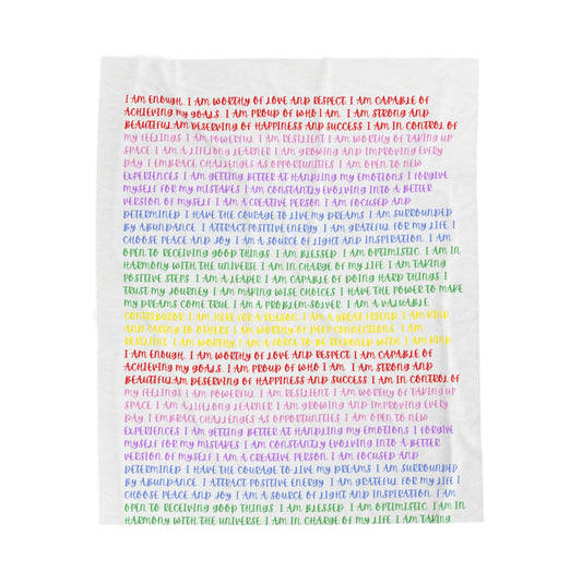 Affirmations Rainbow Velveteen Blanket | Positive Quote Throw